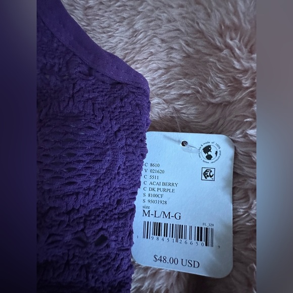 NWT FREE PEOPLE FP Movement Serenity Crochet Cami M/L Acai Berry - Picture 5 of 6